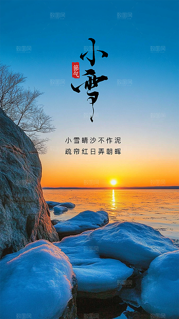 小雪节日大气简约创意唯美节气海报