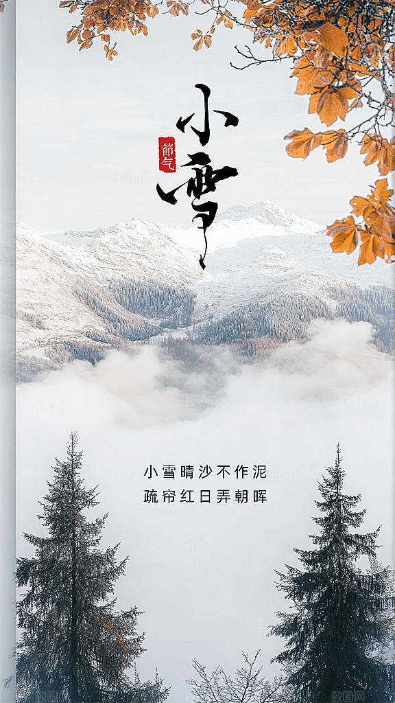 小雪节日大气简约创意唯美节气海报