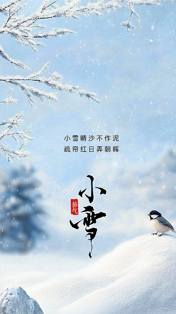 小雪大气简约唯美节气创意节日海报