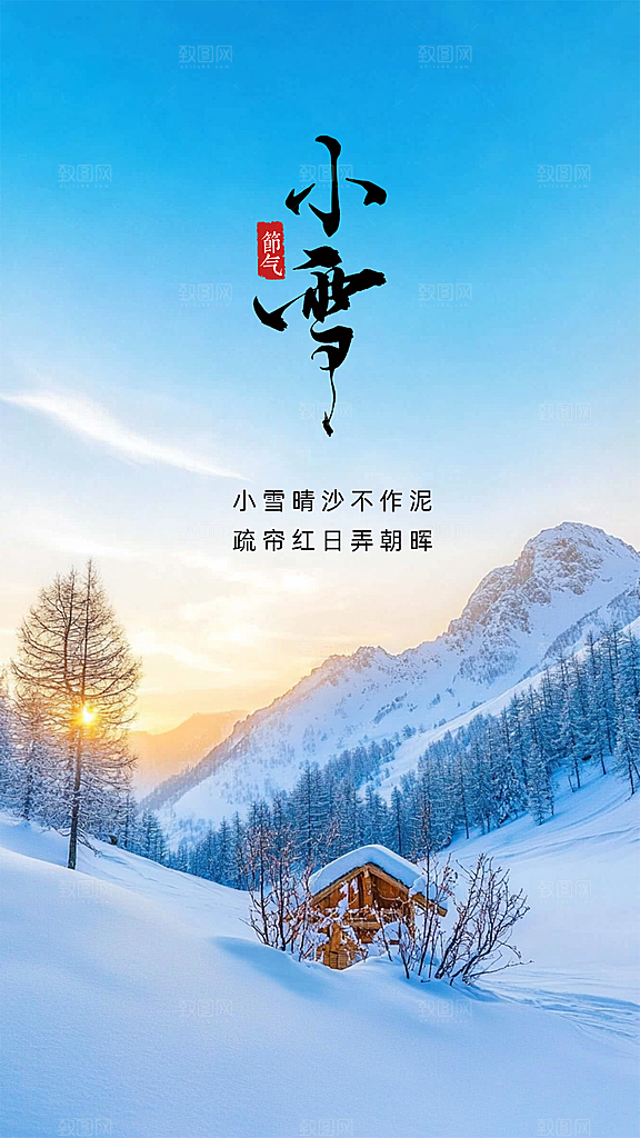 小雪大气简约唯美节气创意节日海报