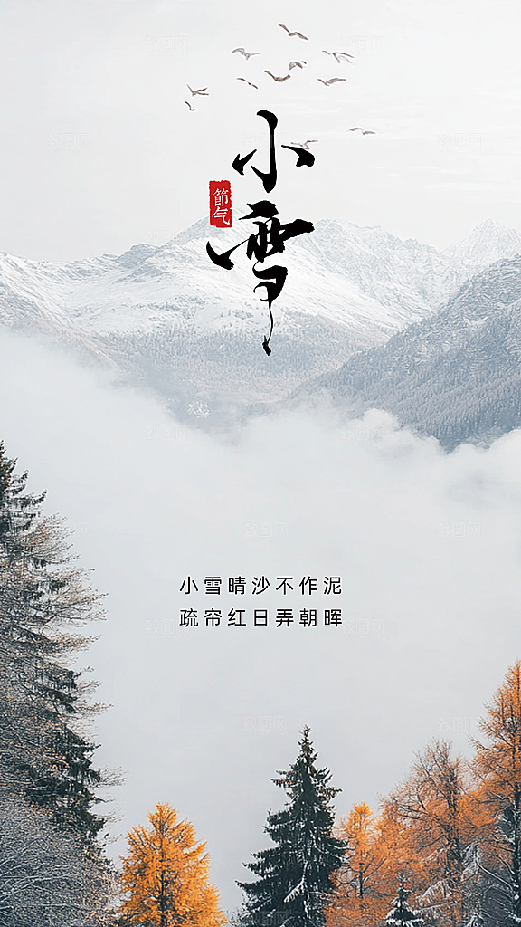 小雪大气简约唯美节气创意节日海报