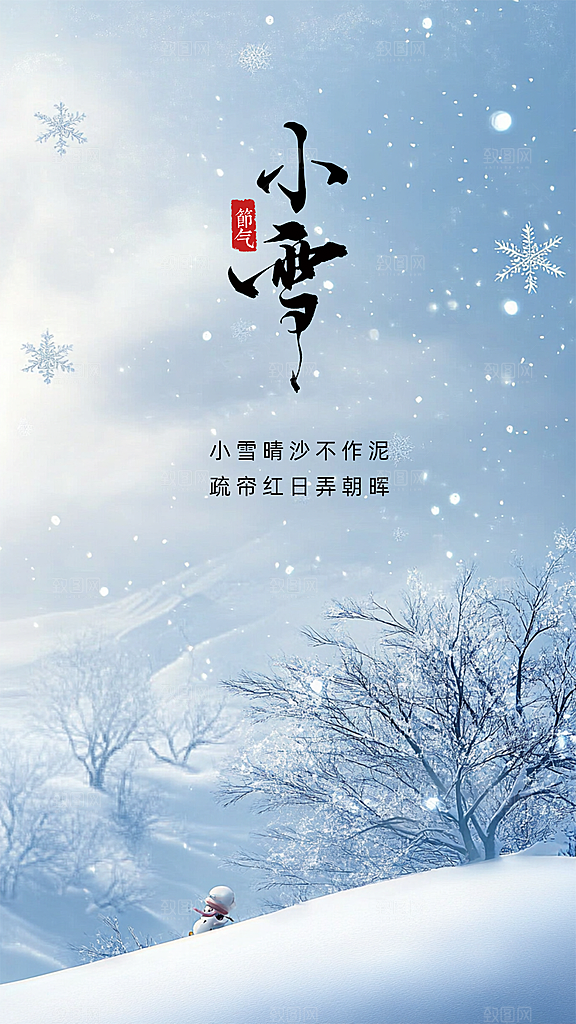小雪大气简约唯美节气创意节日海报