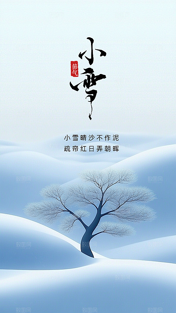 小雪大气简约唯美节气创意节日海报