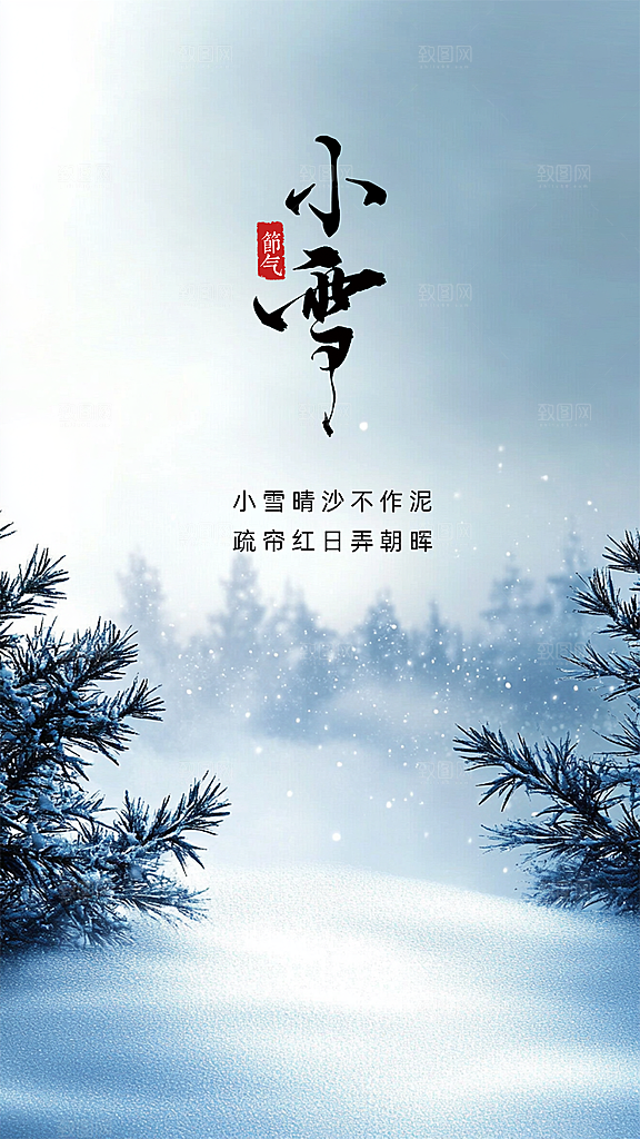 小雪大气简约唯美节气创意节日海报