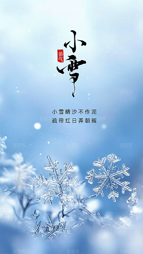小雪大气节气创意节日唯美简约海报