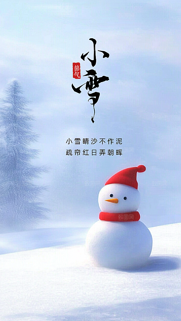 小雪大气节气创意节日唯美简约海报