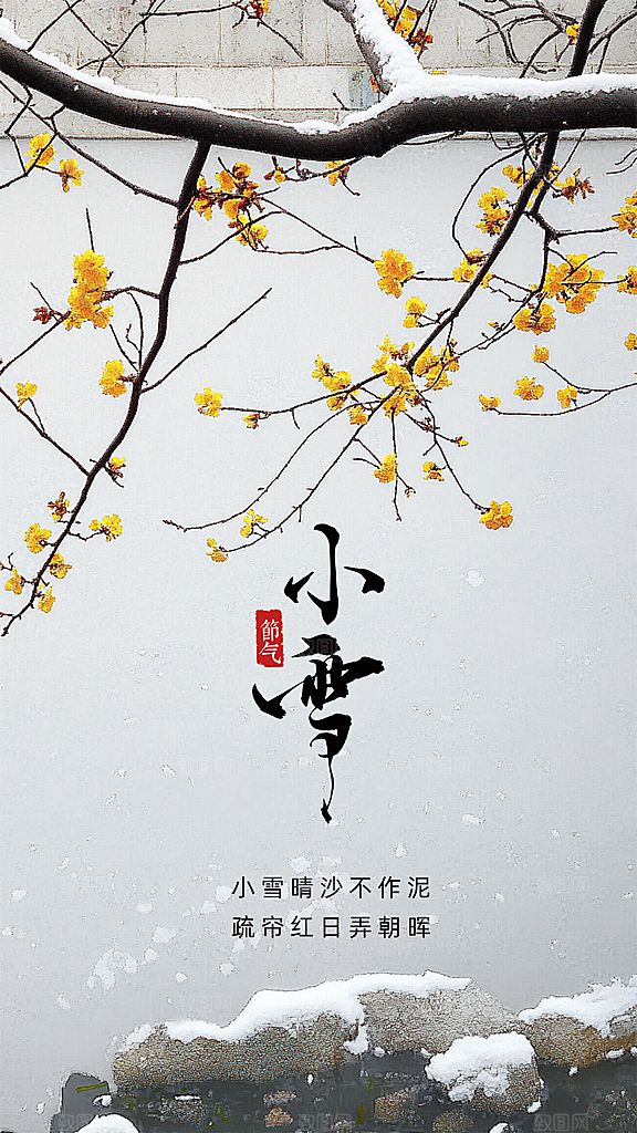 小雪大气节气创意节日唯美简约海报