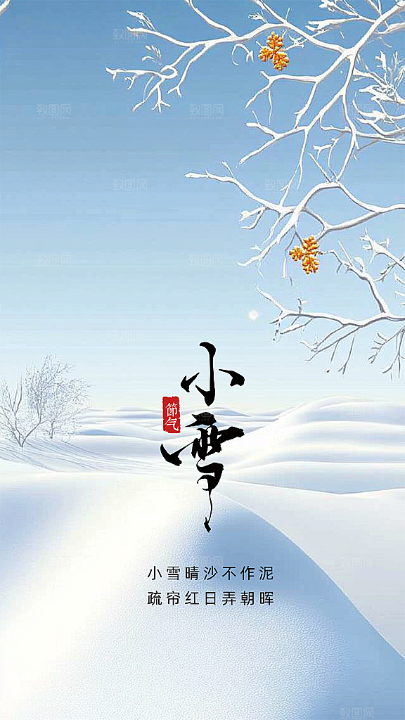 小雪大气简约唯美创意节日节气海报