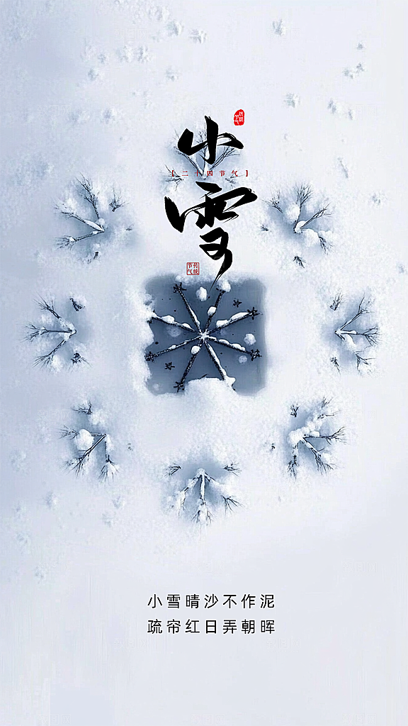 小雪大气简约唯美创意节日节气海报