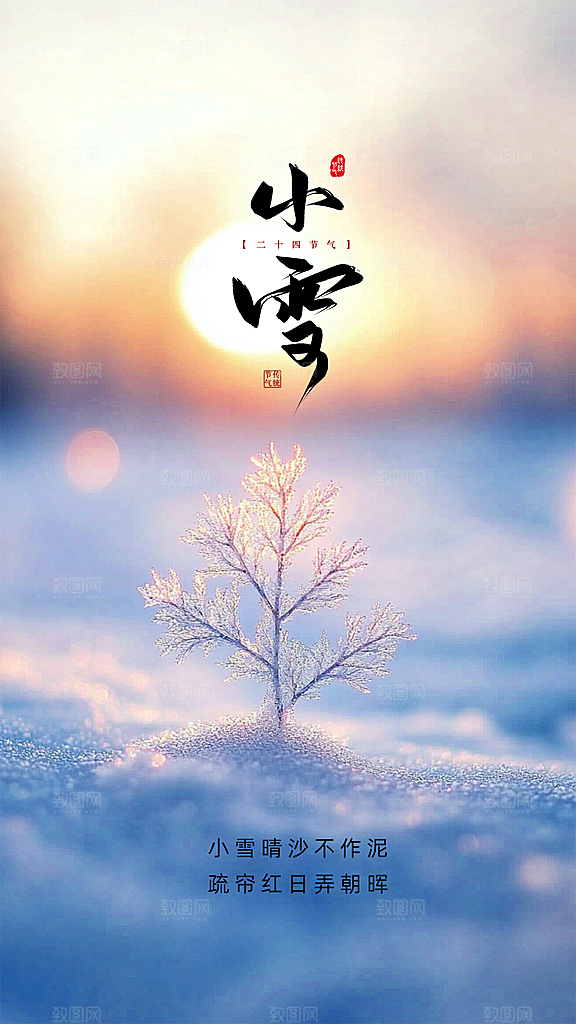 小雪大气简约唯美创意节日节气海报