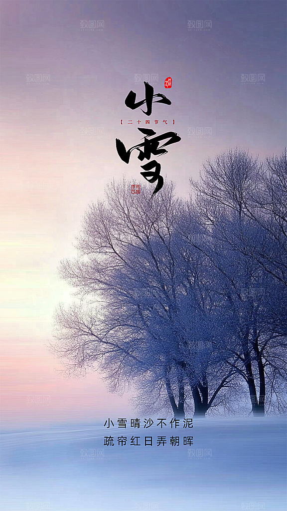 小雪大气简约唯美创意节日节气海报
