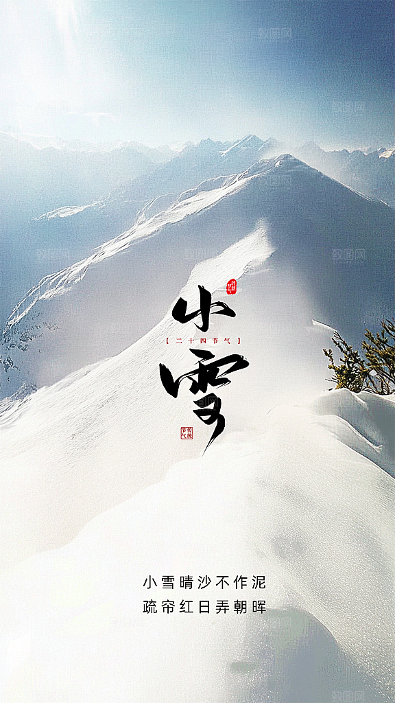 小雪大气简约唯美创意节日节气海报