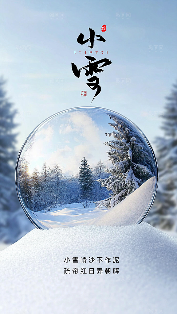 小雪大气简约唯美创意节日节气海报