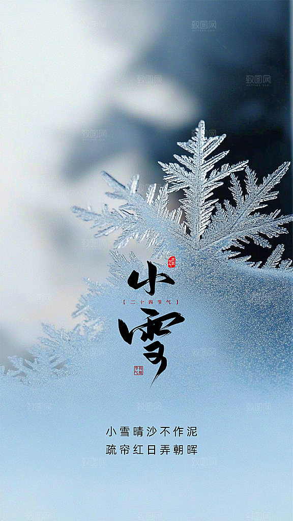 小雪简约节日创意大气节气唯美海报