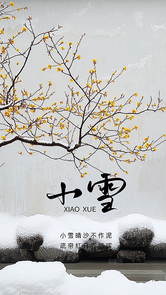 小雪创意节气简约唯美大气节日海报