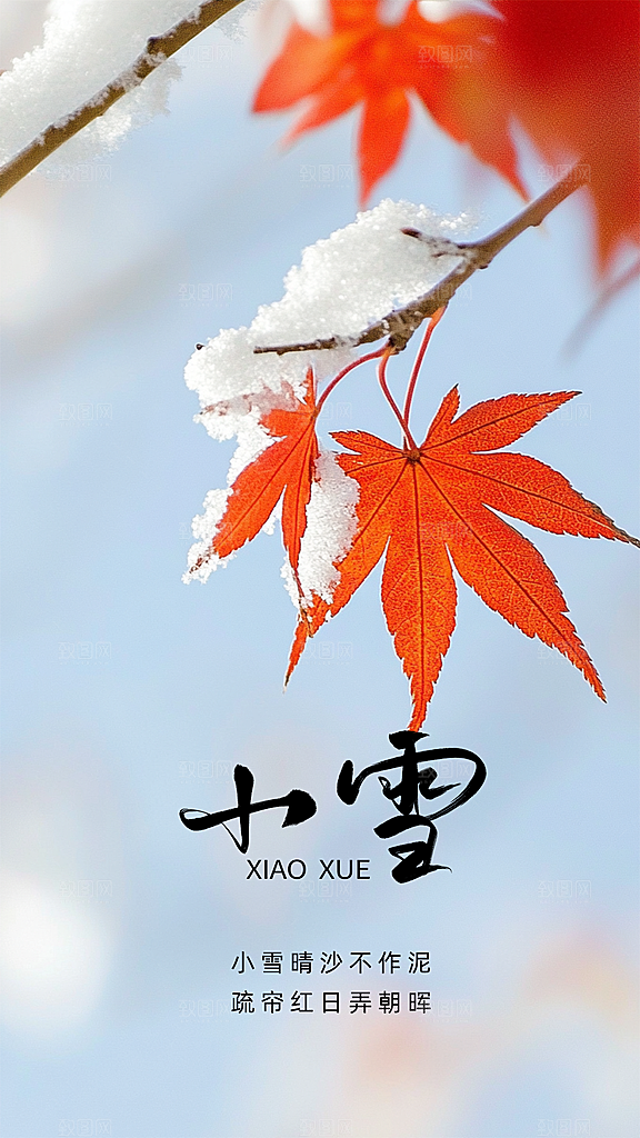 小雪创意节气简约唯美大气节日海报