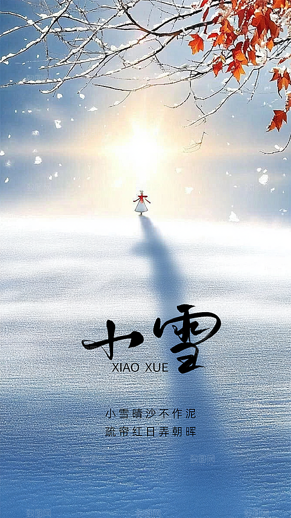 小雪创意节气简约唯美大气节日海报