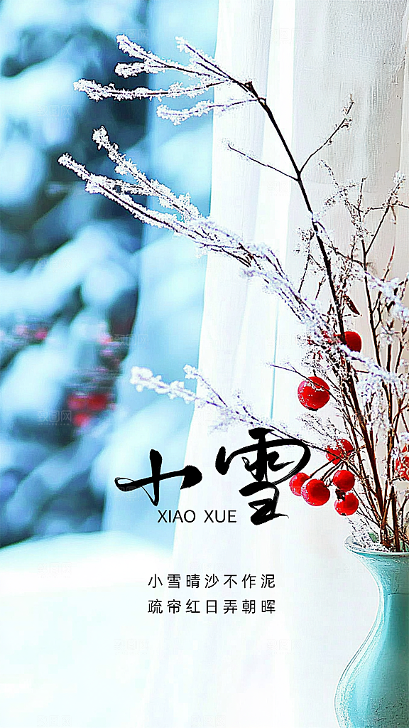 小雪创意节气简约唯美大气节日海报