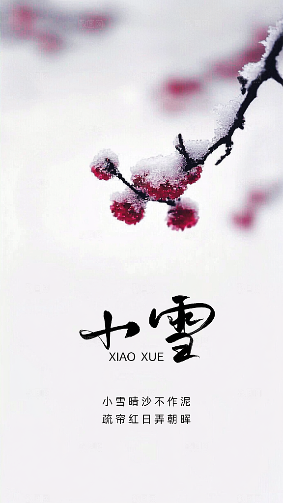 小雪创意节气简约唯美大气节日海报