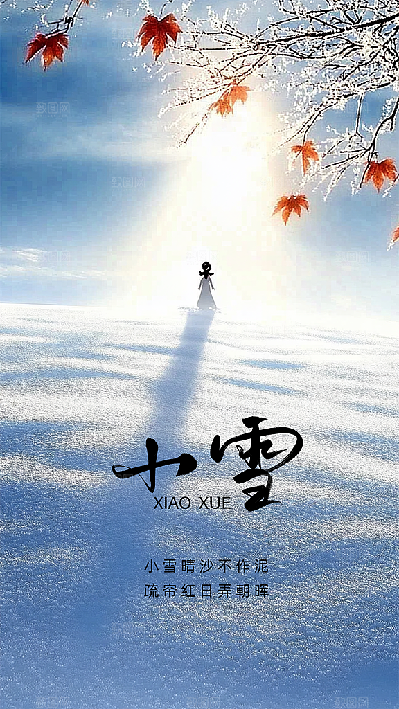 小雪创意节气简约唯美大气节日海报