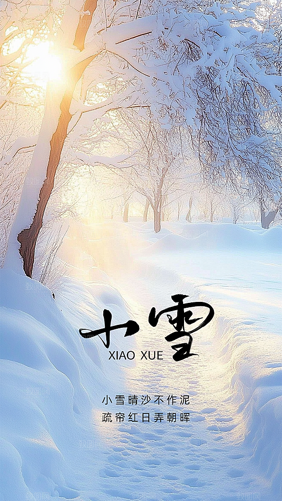 小雪创意节气简约唯美大气节日海报