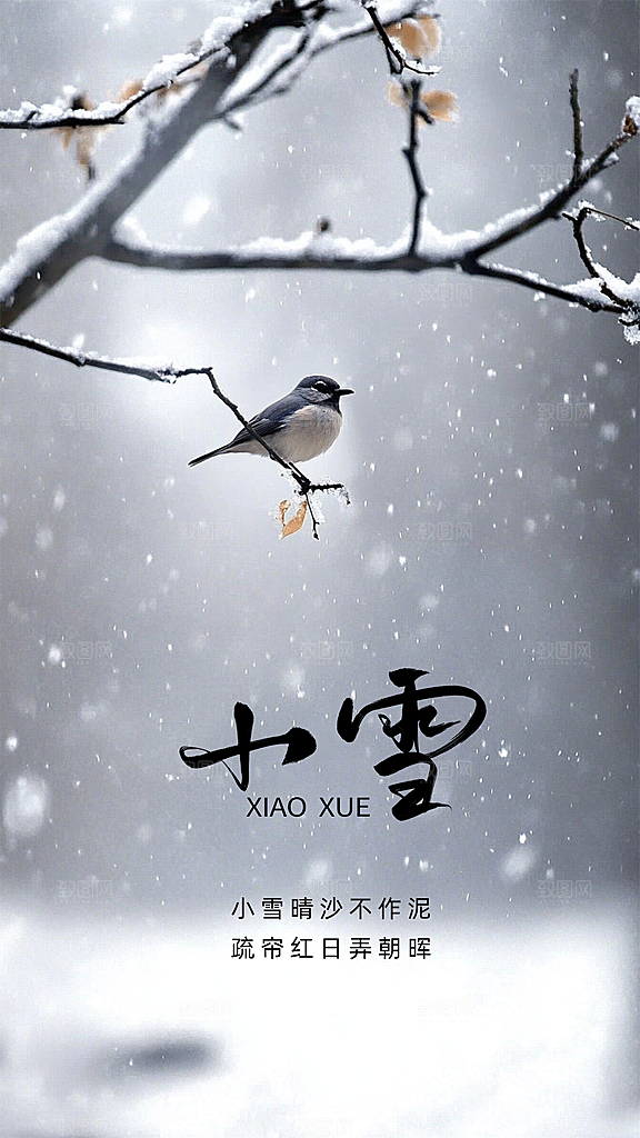 小雪创意节气简约唯美大气节日海报