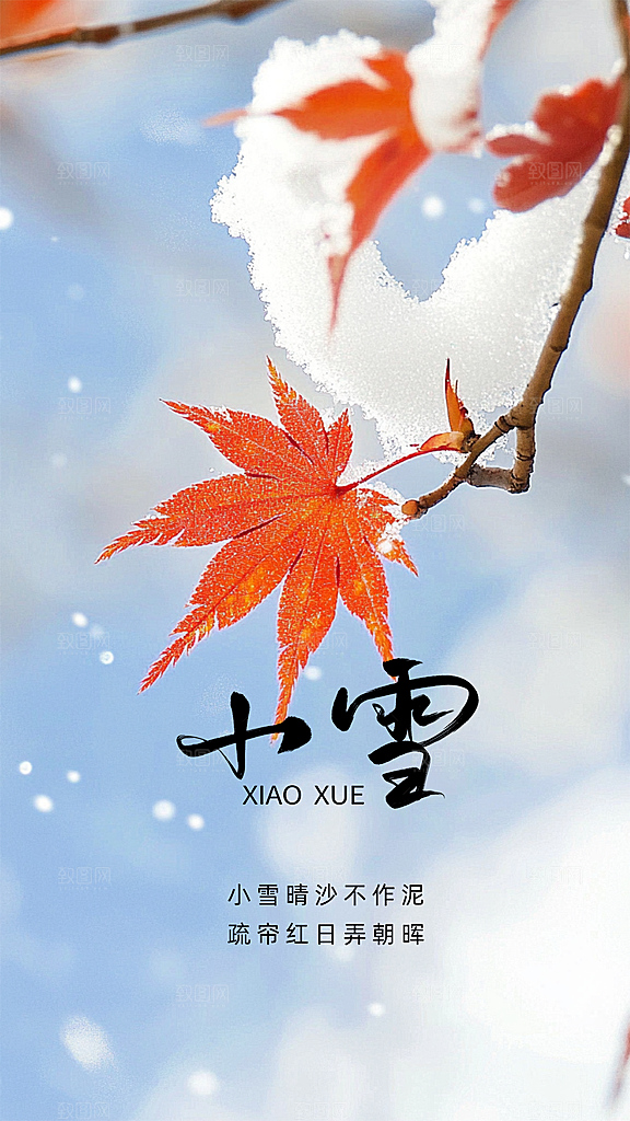 小雪创意节气简约唯美大气节日海报