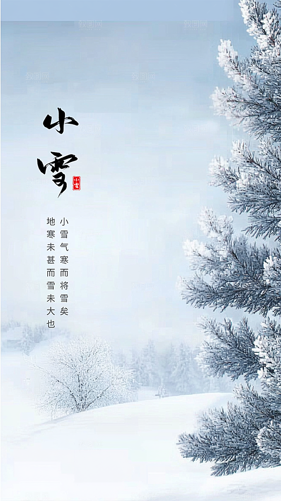 小雪创意唯美节气简约大气节日海报