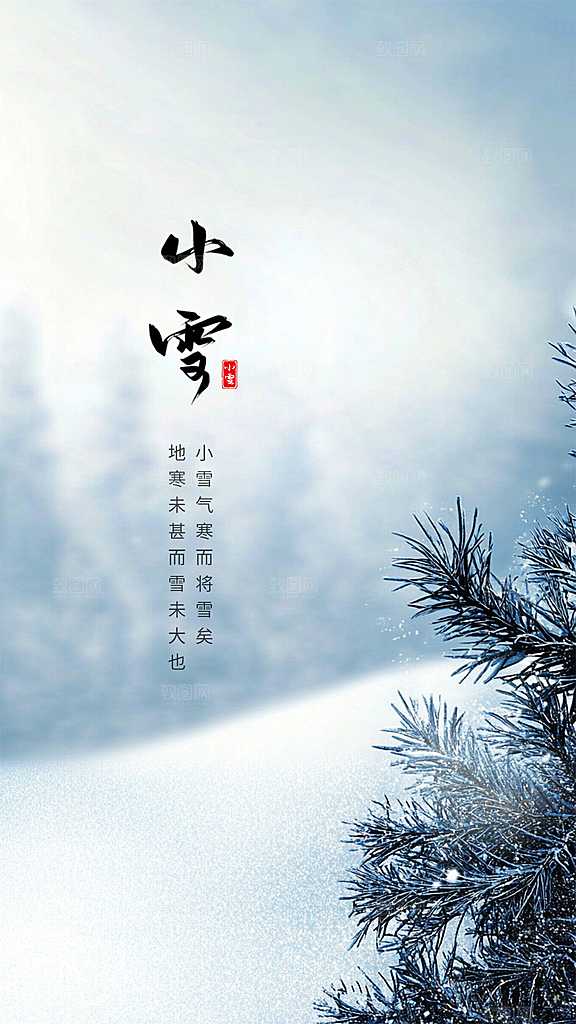 小雪创意唯美节气简约大气节日海报