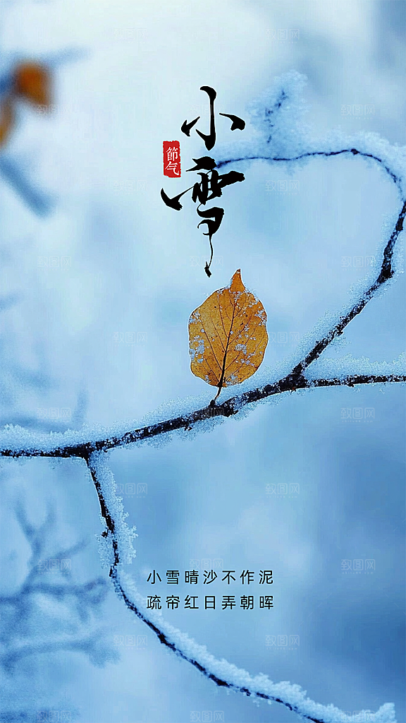 小雪唯美大气简约节气创意节日海报