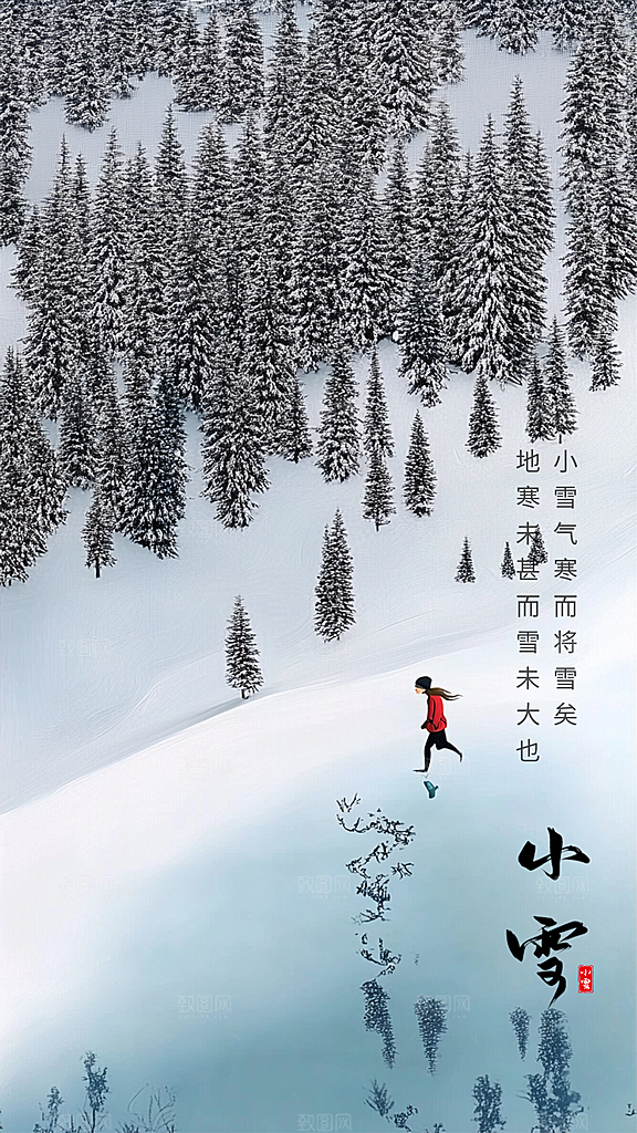 小雪唯美大气简约节气创意节日海报