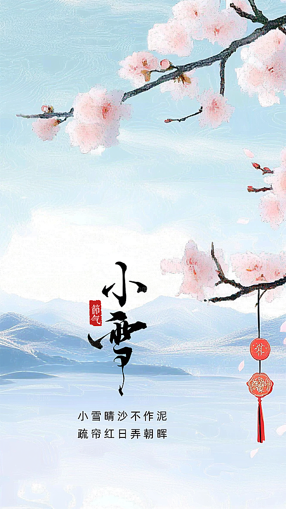 小雪唯美简约节气大气节日创意海报