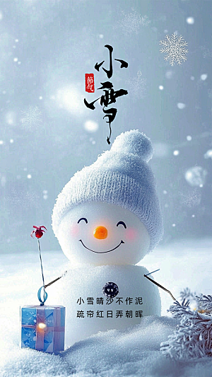 小雪唯美简约节气大气节日创意海报