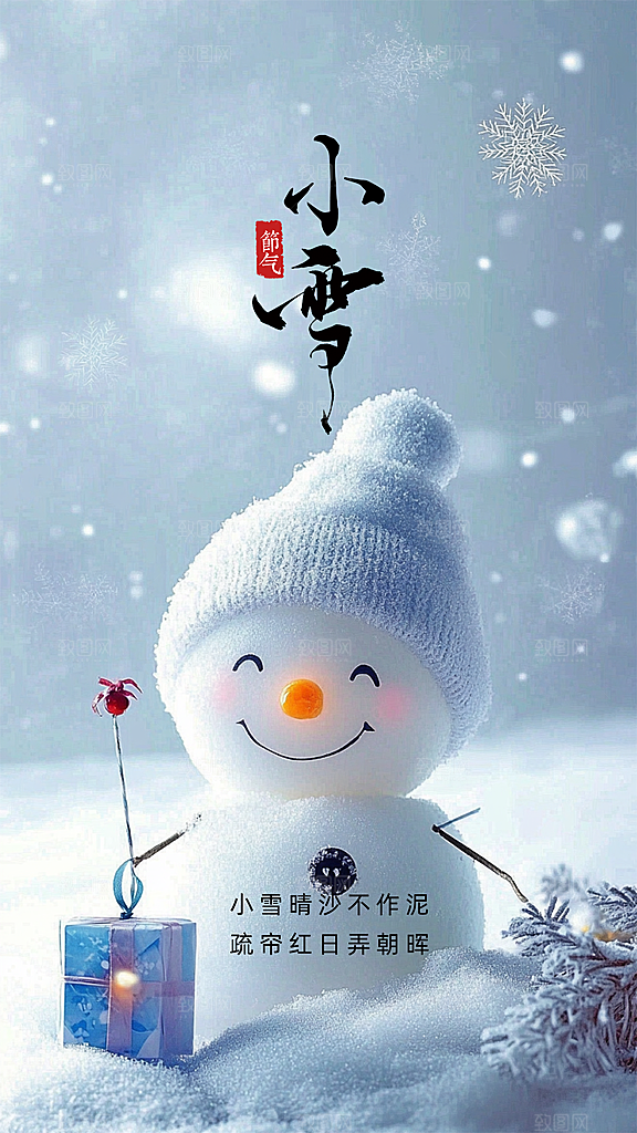 小雪唯美简约节气大气节日创意海报