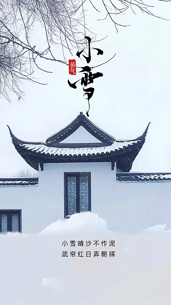 小雪唯美简约节气大气节日创意海报
