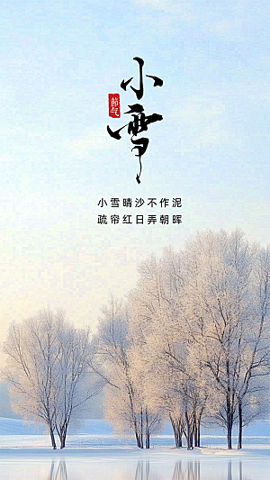 小雪唯美大气创意节日节气简约海报