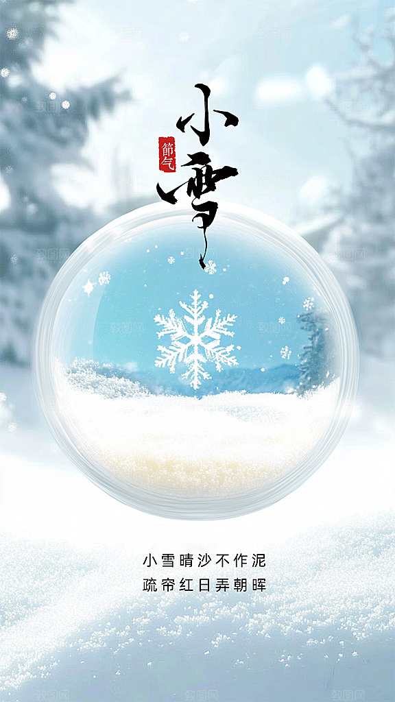 小雪简约创意节气节日大气唯美海报