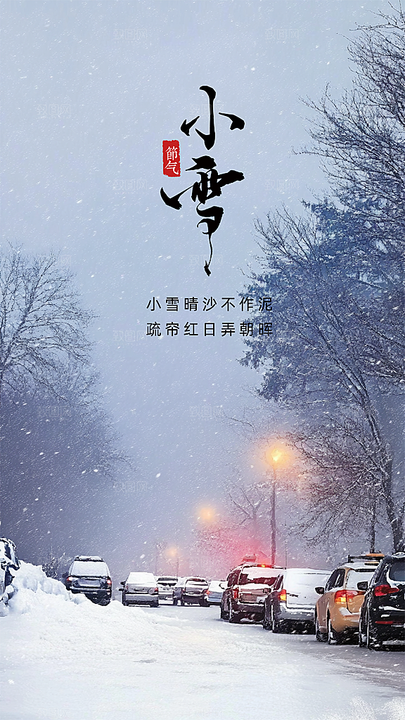 小雪简约创意节气节日大气唯美海报