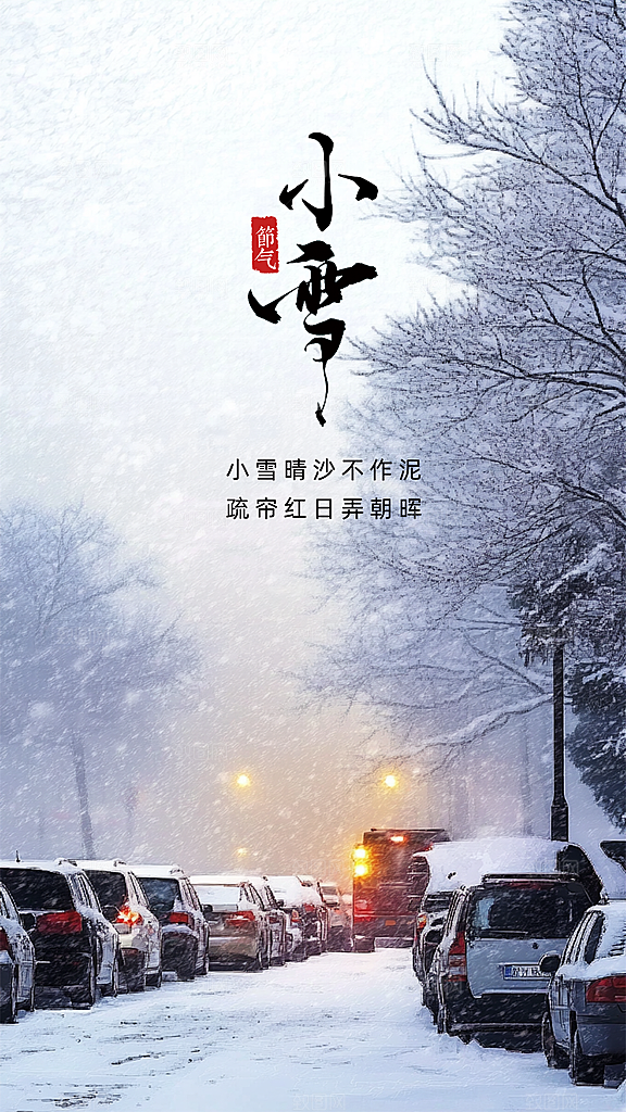 小雪简约创意节气节日大气唯美海报