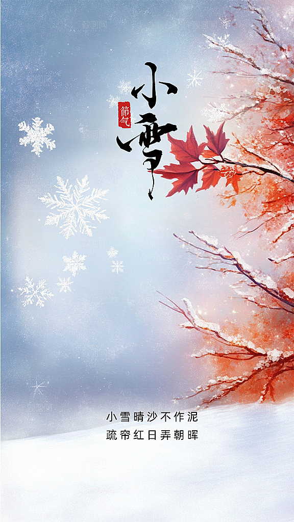 小雪简约创意节气节日大气唯美海报
