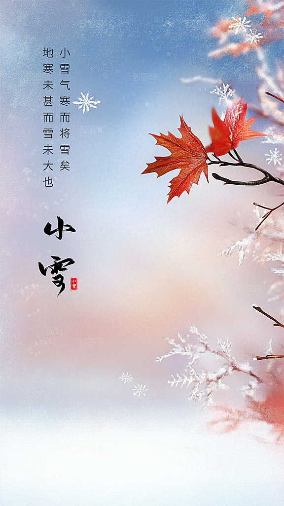 小雪简约创意节气节日大气唯美海报