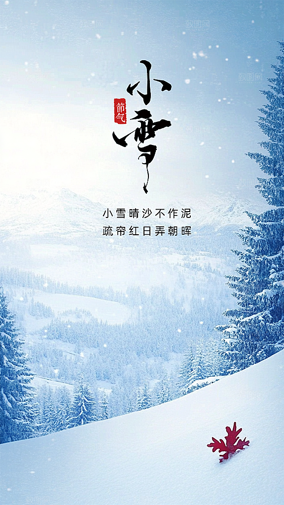 小雪节气节日唯美大气创意简约海报