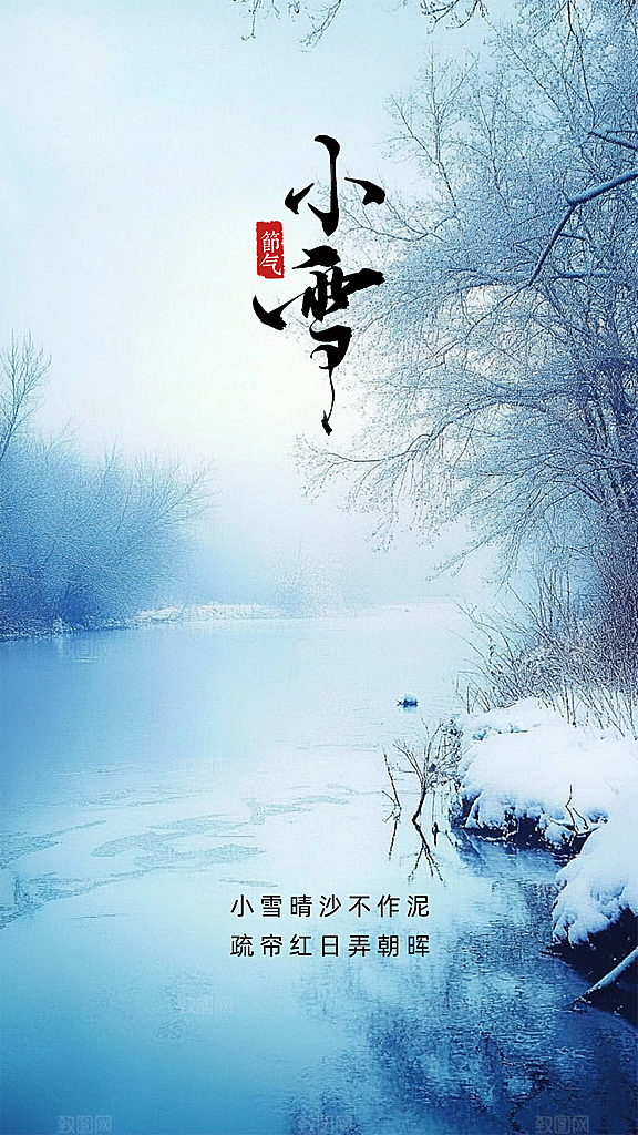 小雪节气节日唯美大气创意简约海报