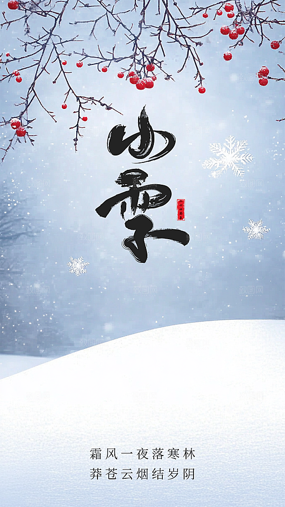 小雪节气节日唯美大气创意简约海报