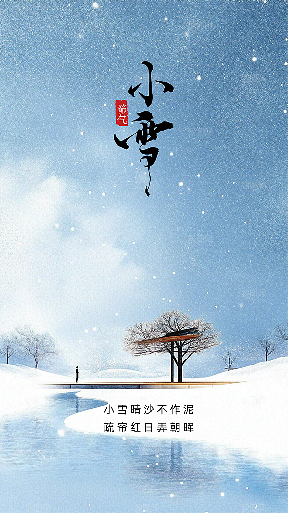 小雪节气唯美大气节日创意简约海报