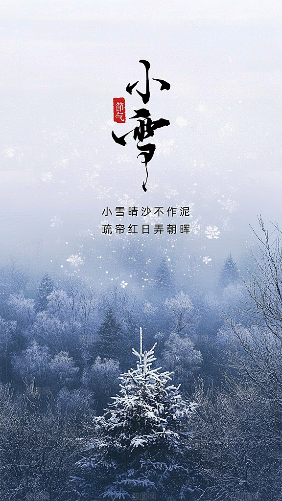 小雪节气唯美大气节日创意简约海报