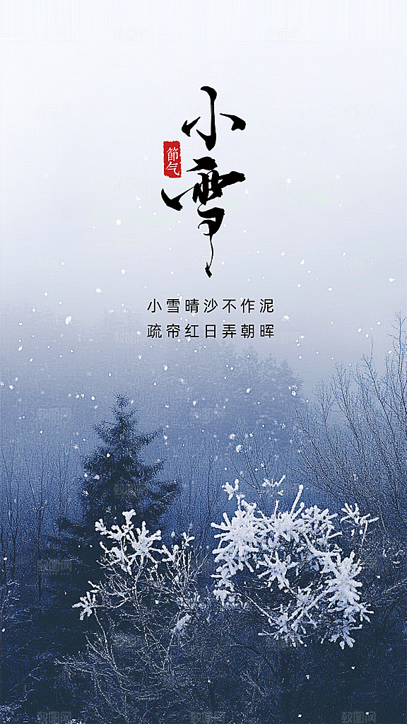 小雪节气唯美大气节日创意简约海报