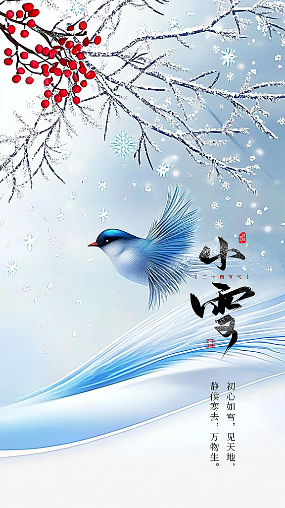 小雪简约创意唯美大气节气节日海报