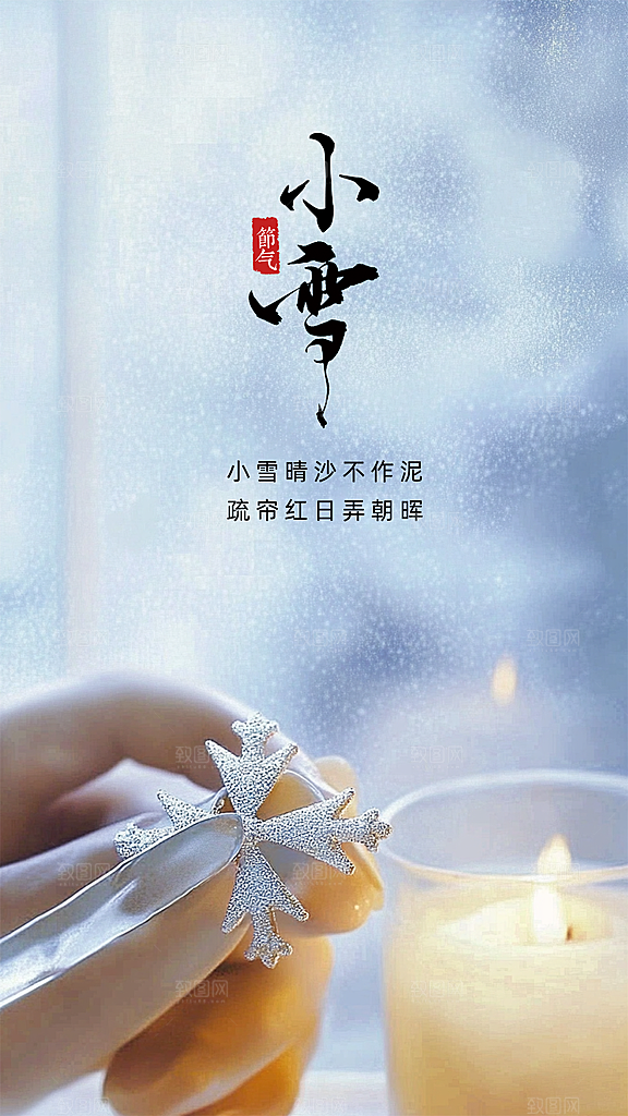 小雪创意节气唯美简约大气节日海报