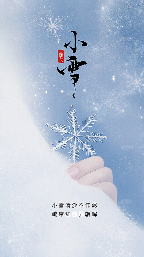 小雪创意节气唯美简约大气节日海报